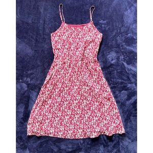 EUC Ann Taylor LOFT Pink Summer Floral Dress w/Spaghetti Straps Fully Lined XSP